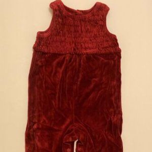 TALBOTS KIDS Girls' Burgundy Velour Slvls Romper/Overalls ~ Sz 18m
